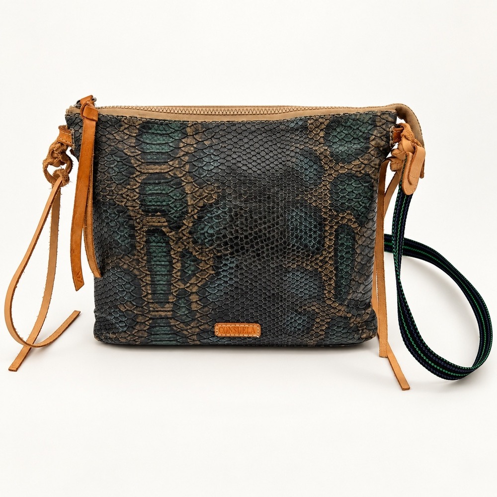 Consuela Rattler Downtown Crossbody Bag Blue Exotic Snake Print Western Artisan